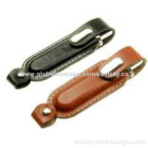 Leather promotional USB flash drive, 64MB to 32GBNew